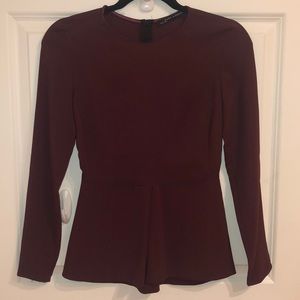 Zara maroon peplum blouse